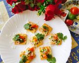 A picture of step 3 of Creamy cracker pizza 😋😋(Indian veg pizza creamy crackers).