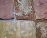 Foto del paso 2 de la receta: Sandwichs de miga con pan negro de jamón,  queso y algo más