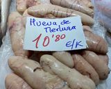 A picture of step 1 of Spaghetti hake roe (huevas de merluza espaguetis).