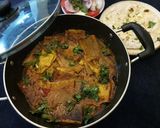 A picture of step 9 of Besan ke chille ki sabaji with mustard gravy.