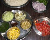 A picture of step 1 of Corn masala bhelpuri.