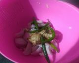A picture of step 1 of Green chilli onion fritters.