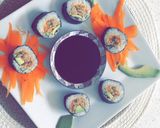 صورة لخطوة 7 من وصفة طريقة عمل السوشي 🍣 🥑🥒🥕🍚🍣😋😍