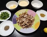 A picture of step 1 of Cream of Mushroom (soup with fresh cream & spring onion).