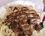 A picture of step 9 of Cajun Chicken and Farfalle Alfredo Pasta.