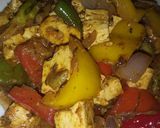 A picture of step 4 of Brocap (broccoli +capsicum +panner)my own recipe.
