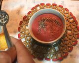 A picture of step 10 of Cold Beet and Kefir (or Yogurt) Soup with Mint, Ham Salt, and Cheese Crisps.