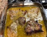 A picture of step 4 of Greek braised pork with beer, mustard and orange sauce.