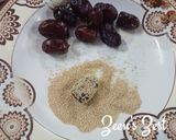A picture of step 2 of Poppy Seeds covered Dates.