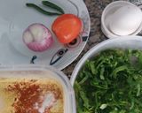 A picture of step 1 of Palak n Mooli mix besan paratha ya roti 😊.