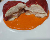 Foto del paso 8 de la receta: Piquillo rellenos de pechuga de pollo con jamón dulce y queso