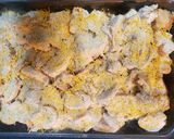 A picture of step 9 of Chicken breast on a bed of sauted apples and onions.