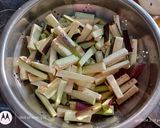A picture of step 1 of Brinjal french fries.