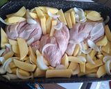 Pas rețetă Friptură țărănească de pui cu garnitură de cartofi și salată de varză 3 fotografie