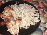 Pollo al horno con fideos con brócoli y crema !!!!