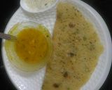 A picture of step 3 of Onion Rava Dosa (from leftover rice).