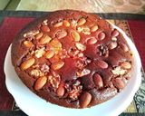A picture of step 4 of Eggless chocolate Walnut almond cake.