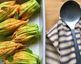 A picture of step 1 of Baked stuffed courgettes blossoms.