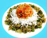 A picture of step 7 of Tricolour Pulav. 🇮🇳.