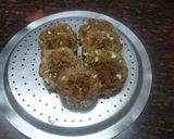 A picture of step 2 of Jain/regular Besan and rice kebabs with salsa sauce.