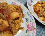 A picture of step 8 of Iberian Paella with Garden Vegetables.
