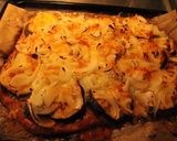 Foto del paso 27 de la receta: Pizza de berenjenas, cebolla, tomatitos y mozzarella