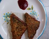 A picture of step 1 of Cheesy egg sandwich with stuffing mint chutney.