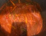 A picture of step 6 of Jollof spaghetti (restaurant version).