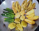 A picture of step 1 of Achari tawa vegetables.