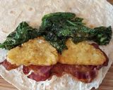 A picture of step 1 of Bacon, Spinach & Hash Brown Wrap.