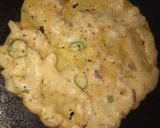 A picture of step 2 of Besan ka(gram flour) chilla.
