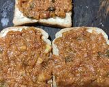 A picture of step 2 of Left over Pav bhaji cheese toast.