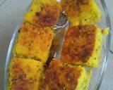 A picture of step 4 of Khaman dhokla.