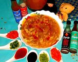 A picture of step 3 of Chicken Hot n sour soup.