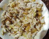 A picture of step 1 of Rice fish ball in white sauce.