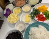 Hình bước làm 1 của món Cơm phô mai đút lò