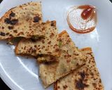 A picture of step 5 of Leftover roti and sabji sandwich.