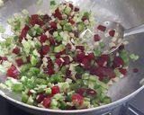 A picture of step 4 of Veg schezwan fried rice with beetroot.