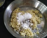 A picture of step 2 of Noodle Burger with Aloo Tikki.