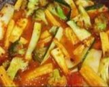 A picture of step 5 of Broccoli BABY CORN ZUCCHINI IN RED CAPSICUM (Bellpeppers)GRAVY.
