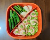 A picture of step 6 of Low-Fat Lunchbox Recipe 03: Stir-Fried Shrimp with Edamame.