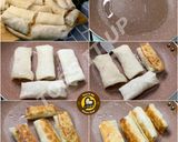 A picture of step 4 of Veg And Chicken Spring Rolls With Homemade Sheets Or Wraps Along With Spring Roll Sauce.