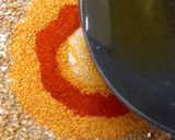 A picture of step 3 of Raw Mango jaggery pickle.