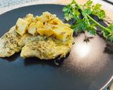 Foto del paso 5 de la receta: Filetes de merluza 🐟al horno, en salsa verde ☘️🌿 con Mambo
