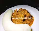 A picture of step 2 of Pounded yam and egusi soup.