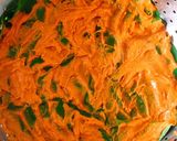 A picture of step 2 of Arbi leaves crispy squares.