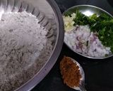 A picture of step 1 of Green onion masala rotla.