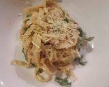 A picture of step 4 of Fettuccine Carbonara.