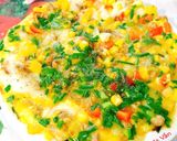 Hình bước làm 6 của món Trứng chiên thịt rau củ