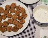 A picture of step 3 of Aubergine balls aka Melitzanokeftedes in the oven.